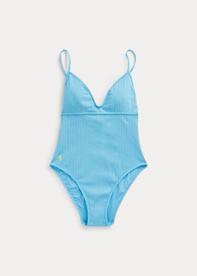 Traje de Baño Polo Ralph Lauren Mujer Azules - Ribbed One-Piece - GYSJT5281